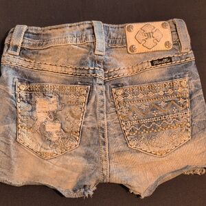 Miss Me Embroidered Blue Jean Shorts